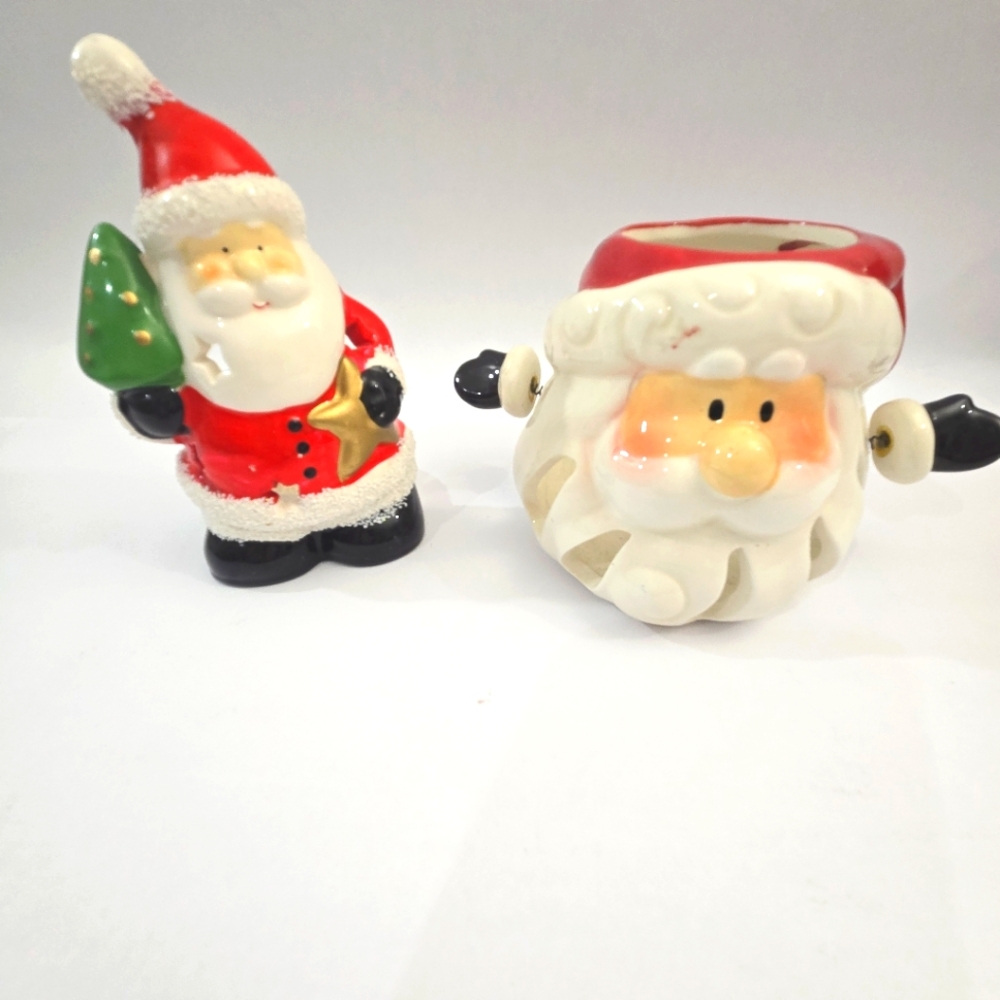 Santa Claus Candle Holders Set of 2